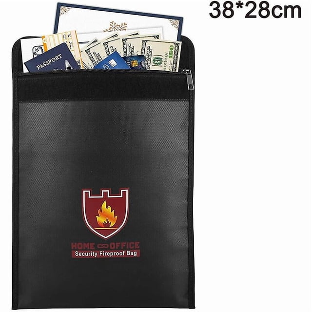 15 x 11 Inch Fire Retardant Document Bag Fire Resistant Bag Silicone Coated Anti-Itch Safe and Fire Retardant Storage for Money, Documents, Jewelry an