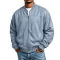 thumbnail image 2 of GrmtClth Faux Suede Bomber Jacket for Men Soft Faux‑Suede Fabric Zip‑Up Baseball Collar Ribbed Trim Relaxed‑Fit Outerwear, 2 of 8