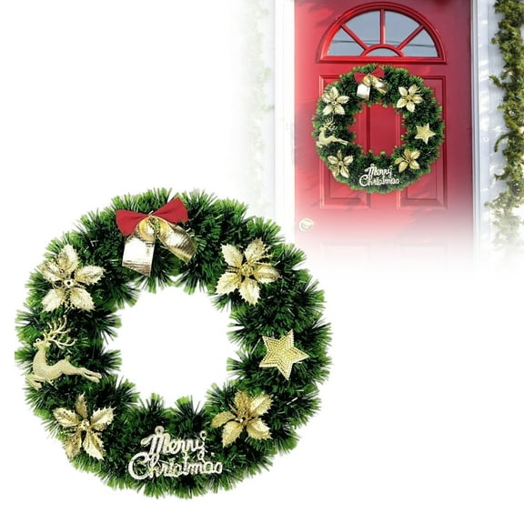Christmas Wreath 10 Inch, Pre-Decorated Front Door Wreath for Home Office Church, Xmas Wall Hanging Indoor Holiday Decor
