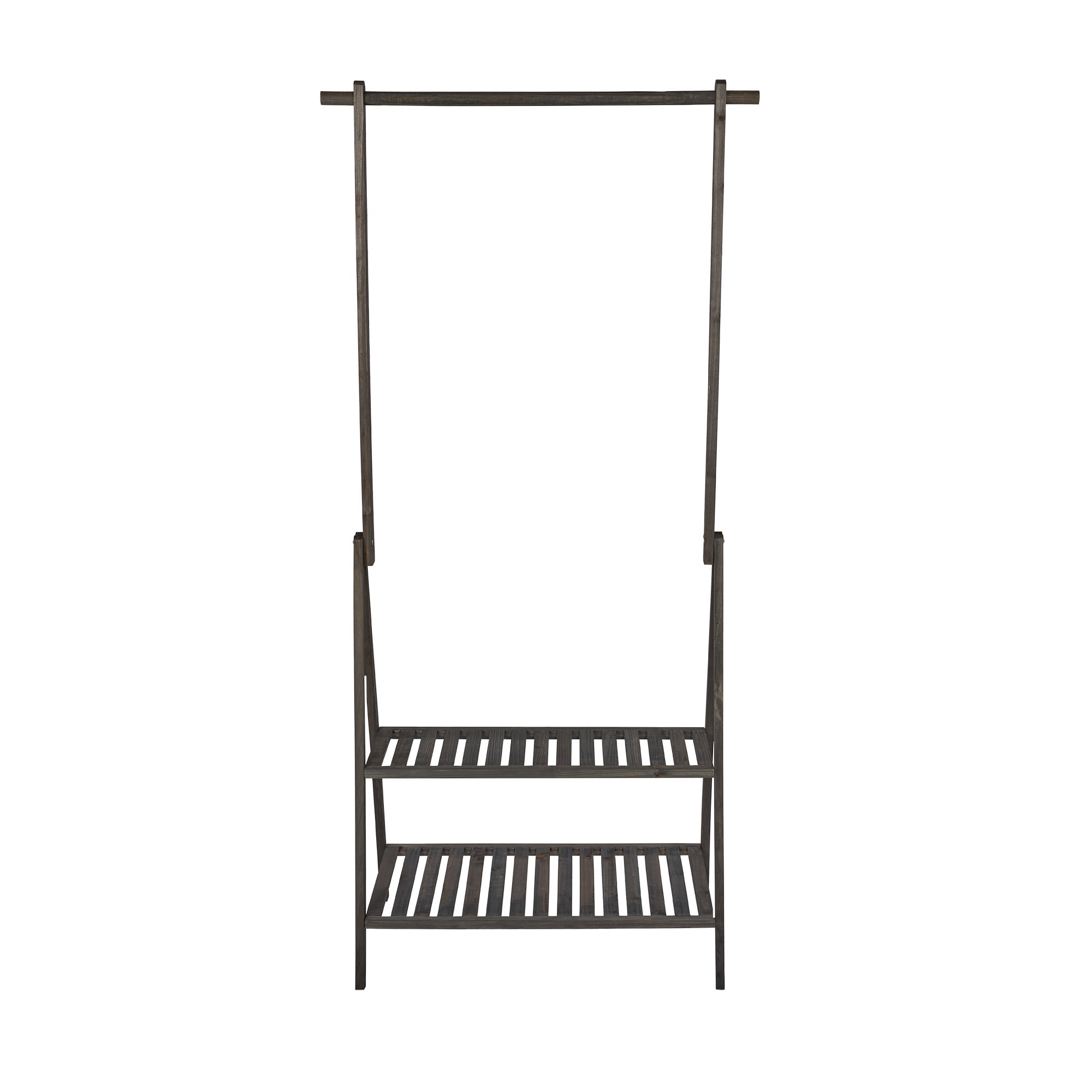 Mainstays Wood Garment Rack, 2-in-1, Dark Wood