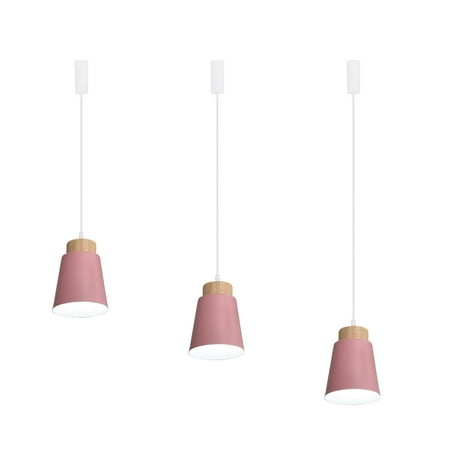 

KAYYELAMP 3-Pack Macaron Pink Metal Lampshade Halo-Type Track Light E26 Base 3.2Ft Adjusted Cord Modern Design Hanging Lamp for Kitchen Sink Home Indoor(No Bulb Track)