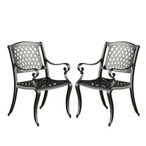 Naples Cast Aluminum Outdoor Dining Chairs, Set of 2, Black Sand