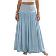 thumbnail image 2 of Women's Bohemian Style Elastic Waist Band Cotton Linen Long Maxi Skirt Dress, 2 of 4