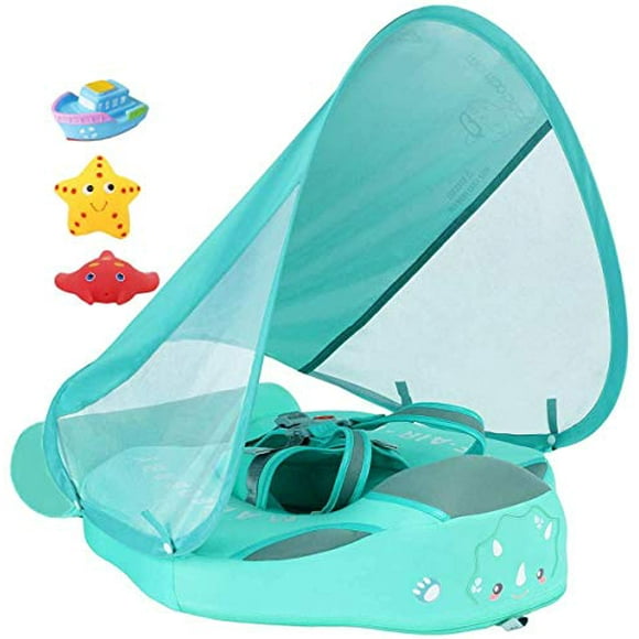 VQ-Ant 2020Newest Size Improved Add Tail Never Flip Over UPF50+ Mambobaby Solid Swimming Float Non Inflatable Swim Trainer Pool Float with Canopy (GreenC)