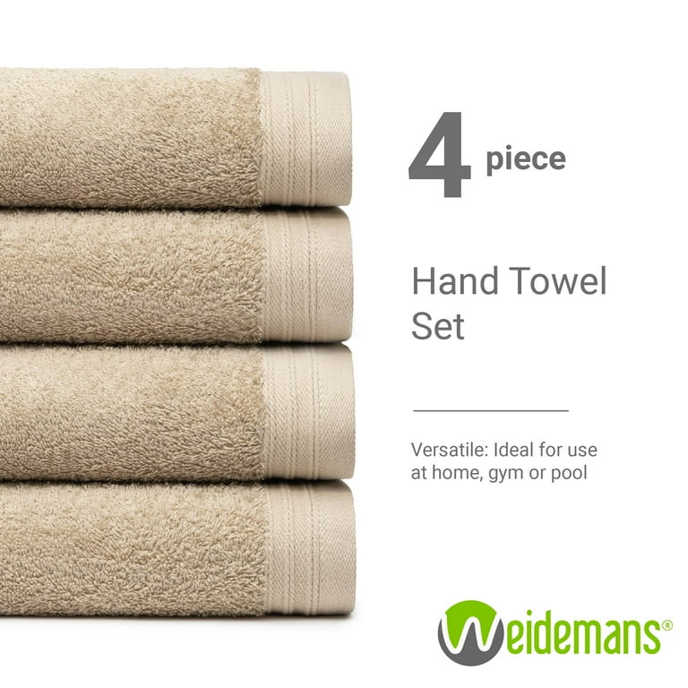 Weidemans Premium 4 Pieces Towel Set Including 4 Exclusive Hand Towels 18 x 30 Color Dark Grey 100% Cotton |Machine Washable High Absorbency