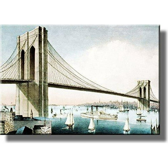 NYC Brooklyn Bridge Vintage Picture on Stretched Canvas, Wall Art Décor, Ready to Hang!