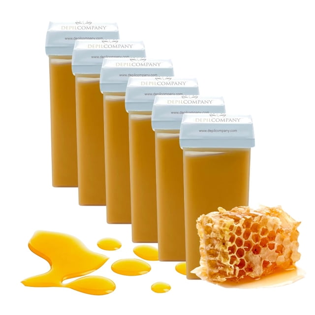 Depilcompany Cera Miel Roll-On | Cera depilatoria roll-on cálida para una depilación suave | Cera Suave | De un solo uso | Higiénico | Hecho en España | 3,53 onzas (6 piezas)