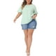 thumbnail image 2 of Blusas de verano casual para mujer Agnes Orinda, con cuello redondo y mangas con volantes, camiseta de talla grande 2X verde menta, 2 of 6