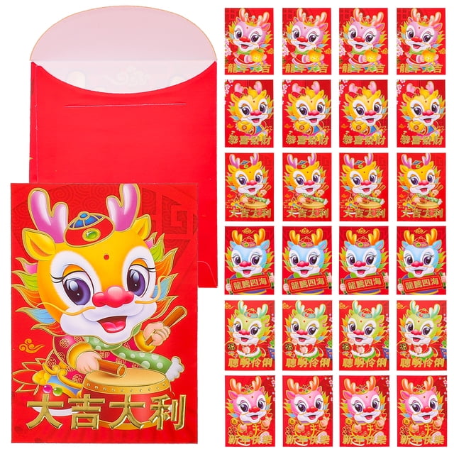 30 Pcs Pochettes Décoratives pour le Festival du Printemps, Enveloppes Rouges Adorables, Accessoire du Nouvel An (Style Mixte)