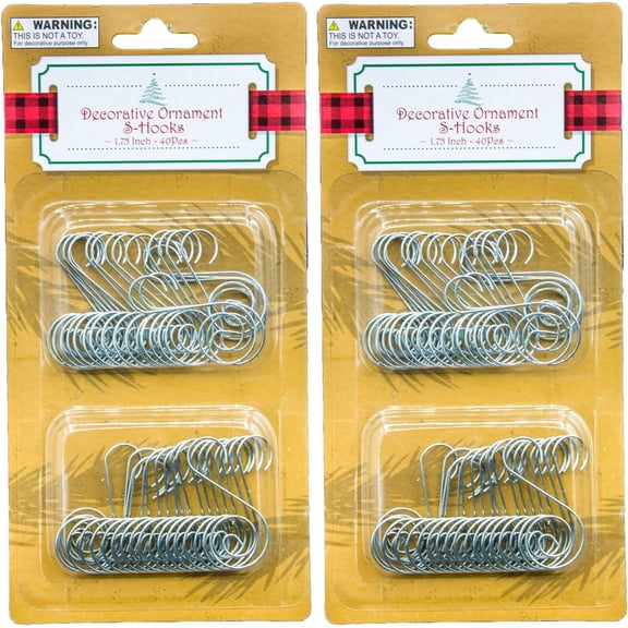 Regent Christmas Ornament Hooks (80 Count Total) Decorative S Hooks, Silver, 1.75 Inch