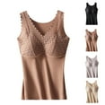 thumbnail image 4 of Lovskoo 2024 Women's Winter Thermal Fleece Lined Underwear Tops Sleeveless Cami Tank Top Self-Heating Lace Seamless Fleece Bottoming Cold-Proof Warm Base Layer Vest Beige, 4 of 4