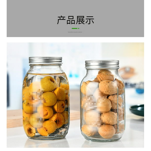 Frascos de vidrio de boca regular de 16 oz - Paquete de 6 con tapa y bandas de sellado - Recipiente hermético para encurtidos, conservas, velas, decoración del hogar, avena nocturna, conservas de frut