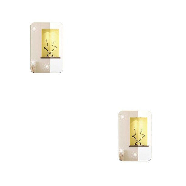 Ounissouiy Pegatinas de pared de espejo para el hogar, decoración del hogar, espejo de dormitorio, muebles, decoración de baño, espejo de Oro rectángulo 2Conjunto