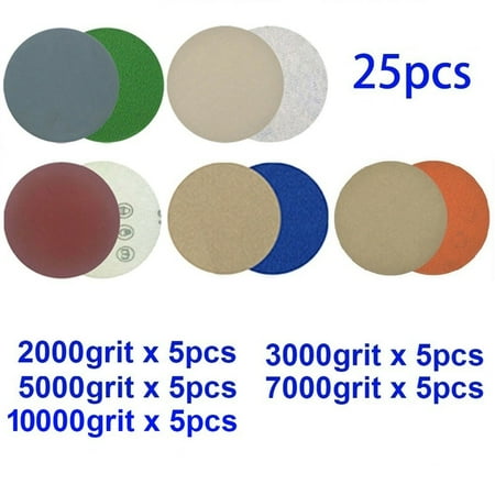 

25pcs 5inch Hook&Loop Wet/Dry 2000/3000/5000/7000/10000 Grit Sand Paper Discs