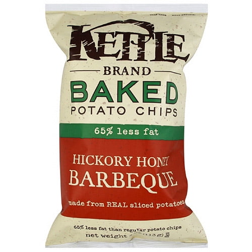 Kettle Brand Hickory Honey Barbeque Baked Potato Chips, 4 oz (Pack of