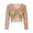 Khaki, variant on Womens Drawstring Crop Knit Top Long Sleeve V-Neck Crochet Ruched Pullover Top Solid Color Comfy Loose Blouse