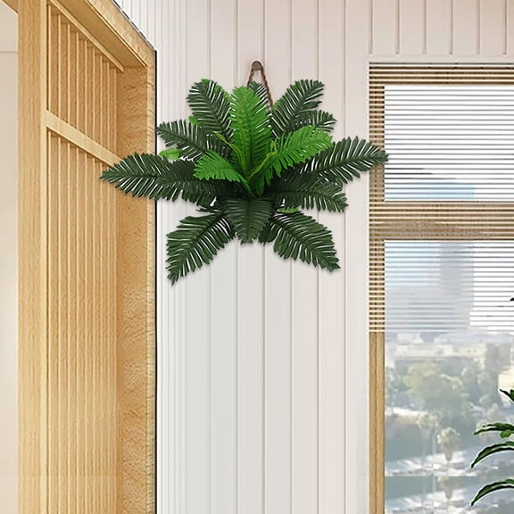 17.3" Ferns Artificial Boston Fern Bush Plant,Faux Plant Shrubs Greenery Bushes Indoor Outside,Hanging Basket Planter Decor for Home Garden Office Verandah Wedding Decor
