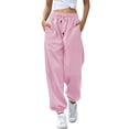 thumbnail image 2 of Pantalones Deportivos Holgados de Cintura Alta para Mujer, para Correr, Deportivos, de Entrenamiento, con Bolsillos Rosa S, 2 of 7