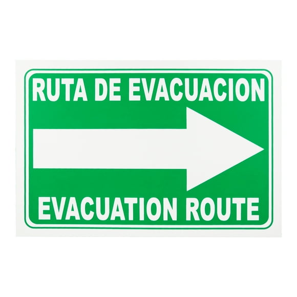 Señalamiento de Seguridad, Ruta de Evacuación DERECHA, 20x30 cm, Español - Inglés.