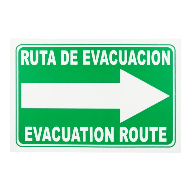 Señalamiento de Seguridad, Ruta de Evacuación DERECHA, 20x30 cm, Español - Inglés.