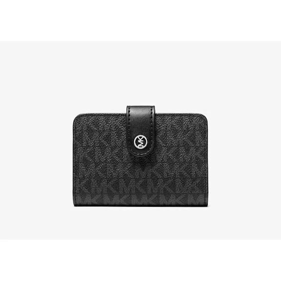 Michael Kors Jet Set Travel Small Signature Logo Billfold Wallet Black