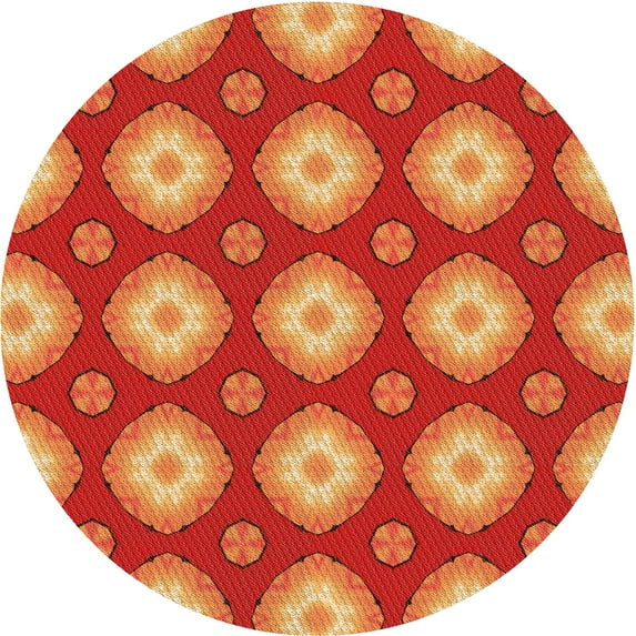 Ahgly Company Indoor Round Patterned Carrot Orange Area Rugs, 4' Round