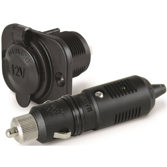 Prise de Port d'Alimentation Maro 12VPK SeaLink; pour Puissance 12 Volts; Puissance Maximale 15 Ampères; un Port d'Entrée DC 12 Volts; Noir; avec Bouchon de Scellage Étanche; avec Prise 12VPG