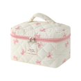 thumbnail image 1 of Bolsa de maquillaje uekeboag grande de viaje acolchada con estampado floral de algodón, 1 of 6