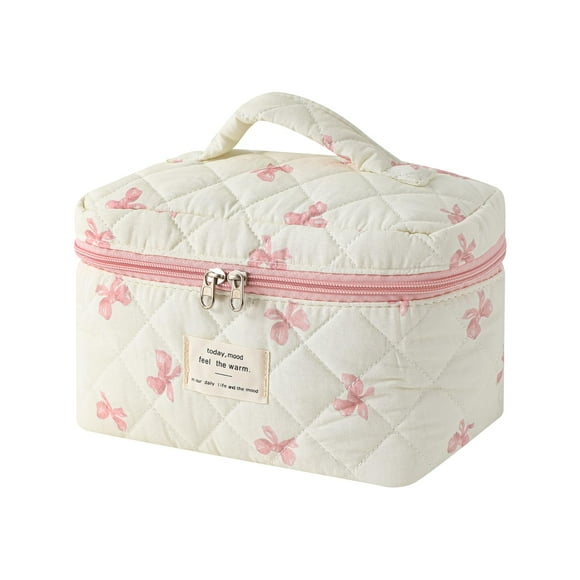 Bolsa de maquillaje uekeboag grande de viaje acolchada con estampado floral de algodón