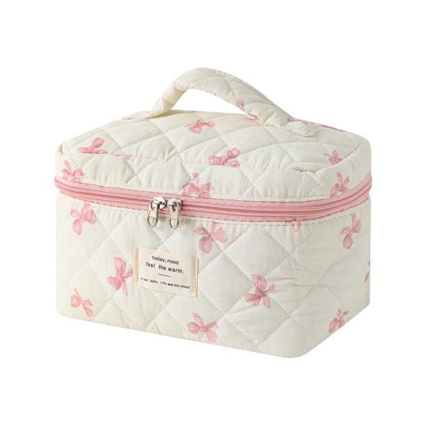 Bolsa de maquillaje uekeboag grande de viaje acolchada con estampado floral de algodón