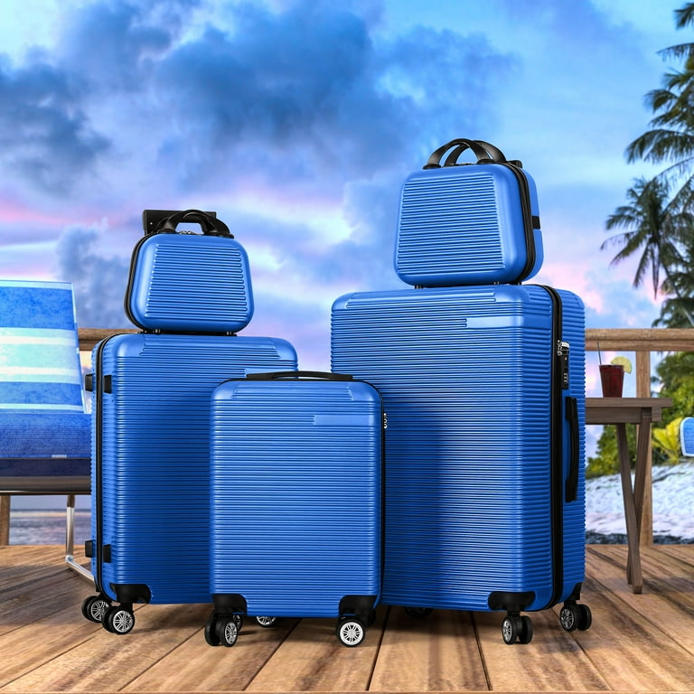 Horizontal Stripe Luggage Travel 5-Piece Set Blue - Walmart.com