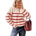 thumbnail image 2 of Suéter Corto de Cuello Redondo para Mujer, Larga, Tejido Grueso, Estilo Jersey, Ideal para Otoño Albaricoque Rojo M, 2 of 7