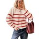 thumbnail image 2 of Suéter Corto de Cuello Redondo para Mujer, Larga, Tejido Grueso, Estilo Jersey, Ideal para Otoño Albaricoque Rojo L, 2 of 7