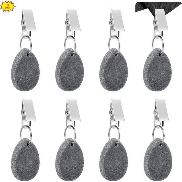 Pesas para mantel, 8 piezas Pesas para mantel de piedra con clip, Pesas para mantel de mármol, Colgante para mantel, Clip para mantel de piedra para exteriores, camping, picnic, fiesta y jardín