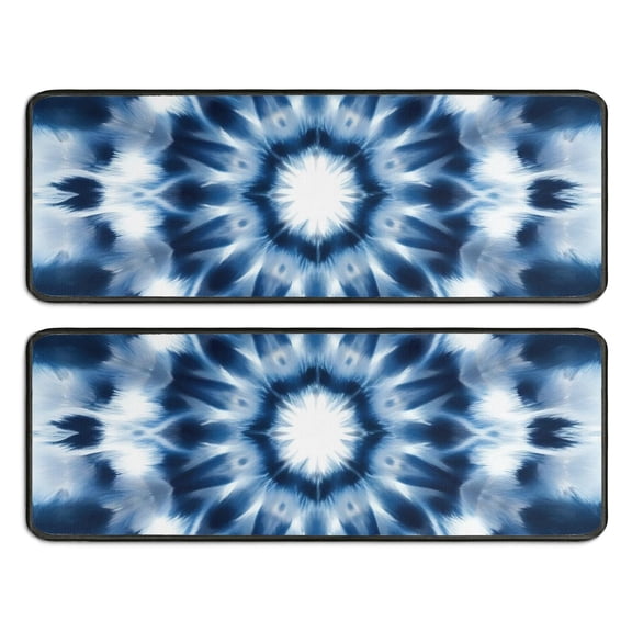 Kitchen Rugs Sets Of 2,Blue Tie Dye Mandala Pattern Anti Fatigue Kitchen Mat Rugs Non Slip Washable,Decorative Kitchen Floor Mats for Kitchen,Sink,Laundry,17"x47" 17"x47"