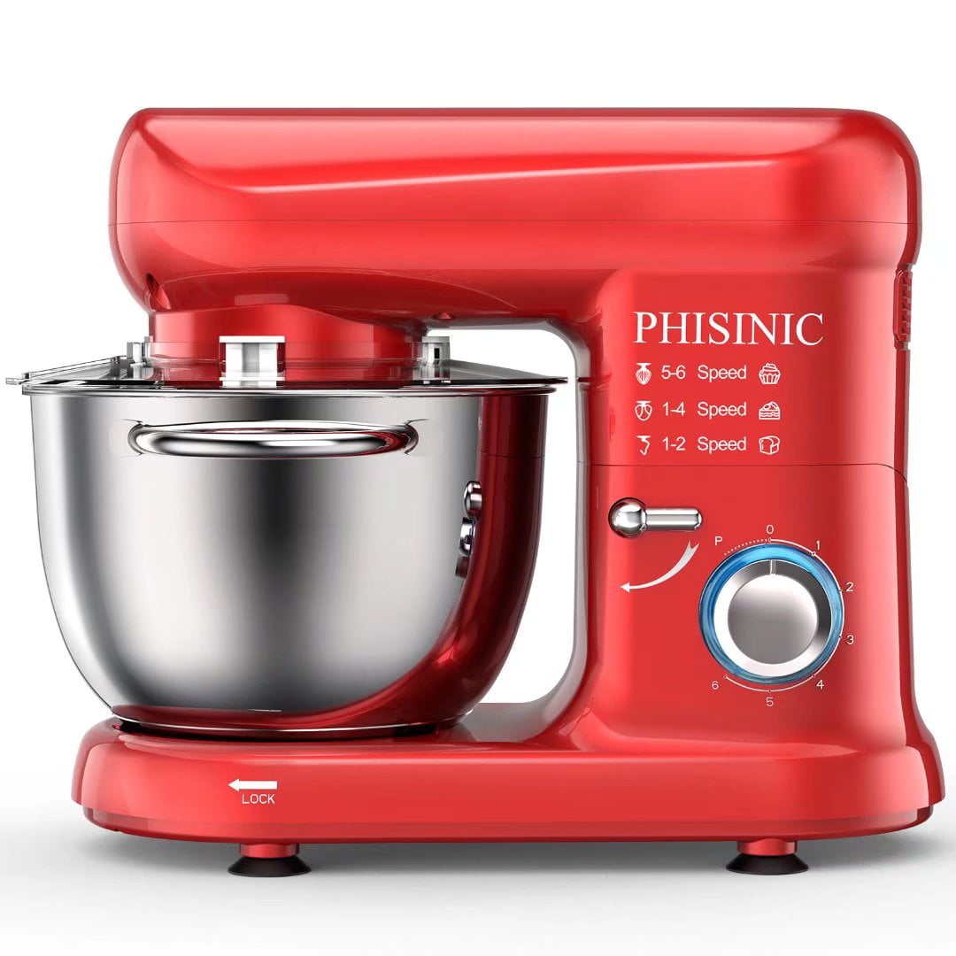 PHISINIC Stand Mixer, 5.8QT 660W Electric Kitchen Mixer, 6Speed Tilt