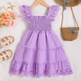 thumbnail image 6 of WUANDIXFA Girls Dress Flutter Sleeve A-Line Sundress Summer Casual Party Midi Dresses for 5-12 Years Kids (Light Purple, 3-4 Years), 6 of 7