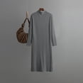 thumbnail image 2 of SHTXOZHI Women's Casual Fall Winter Sweater Dress Long Sleeve Crewneck Solid Color Knit Dress, 2 of 3
