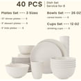 thumbnail image 2 of Homienly 40-Piece Wheat Straw Dinnerware Set, Service for 8, Round Plates, Bowls & Cups, Microwave & Dishwasher Safe, White, 2 of 8