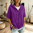 thumbnail image 5 of yillto Womens Short Sleeve Sweater Cardigan with Hooded Button down Casual Loose Knit Coats with Pockets, 5 of 6