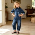 thumbnail image 5 of Tfken Girls Denim Jumpsuit Long Sleeve Fall Comfy Casual Bodysuit Button Daily Wear Soft Kids Classic Clothes Size 4-5 Years Blue, 5 of 6