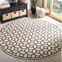 Safavieh Linden Joey Geometric Indoor/Outdoor Area Rug, Natural/Brown, 6'7" x 6'7" Round
