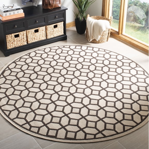 Safavieh Linden Joey Geometric Indoor/Outdoor Area Rug, Natural/Brown, 6'7" x 6'7" Round