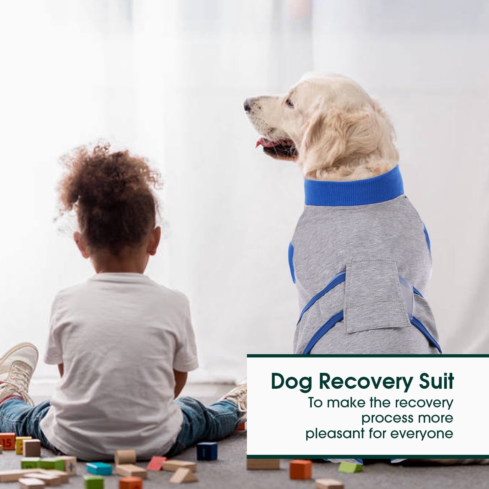 Kuoser Dog Surgical Recovery Suit Dogs Cat Onesie after Surgery,Grey,XS
