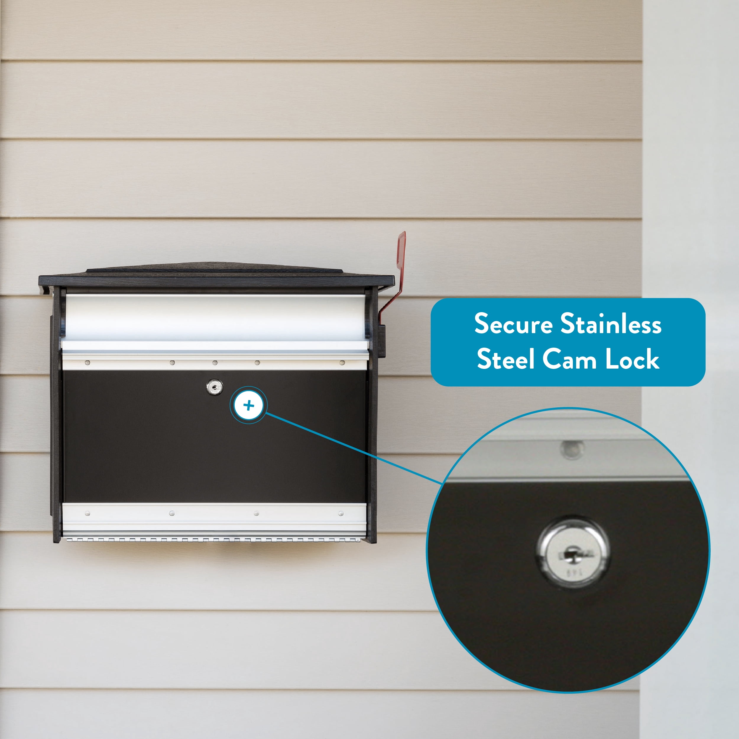 Architectural Mailboxes Mailsafe Locking, Plastic, Medium, Wall-Mount Mailbox in Black