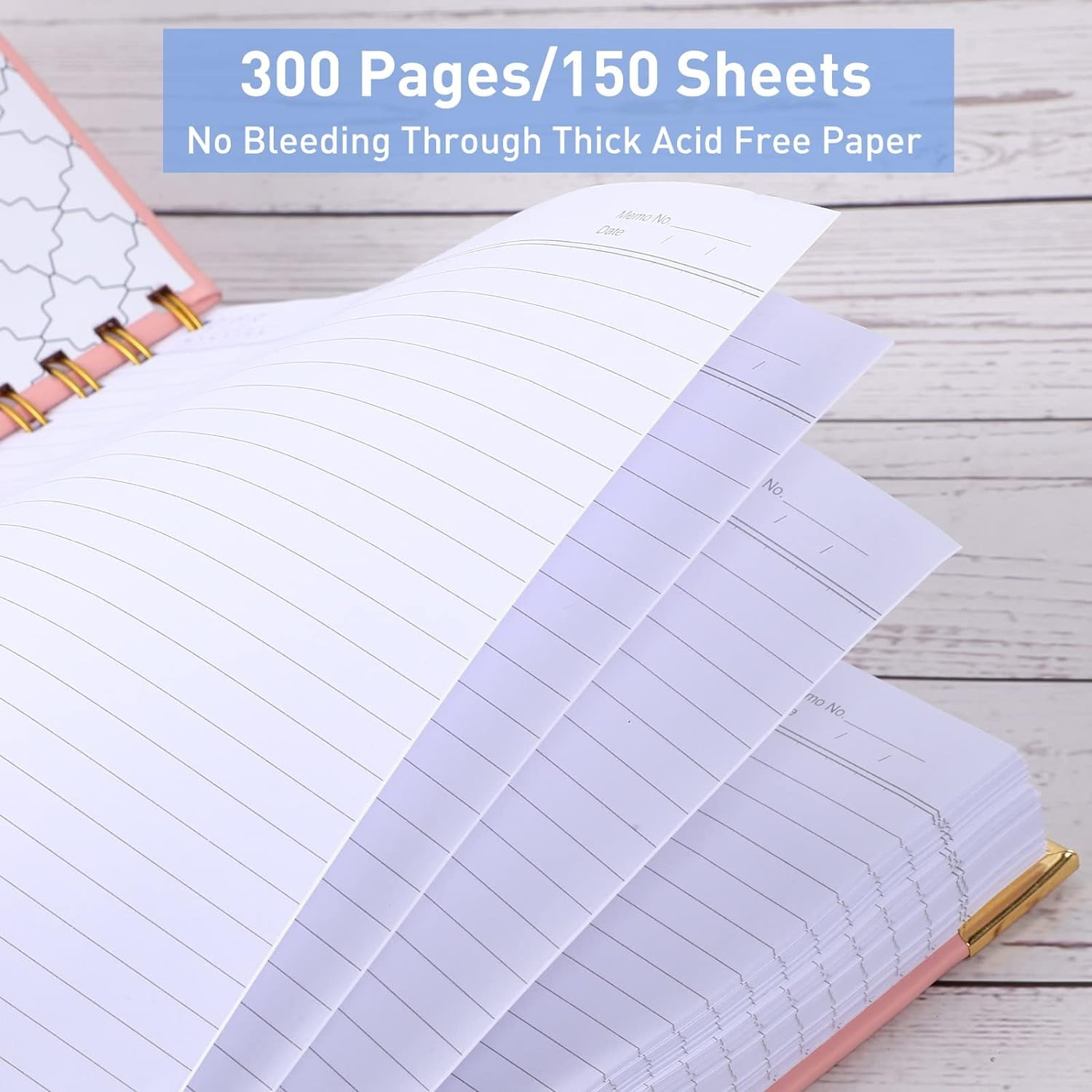 Spiral Notebook, College Ruled Notebook, 8.5" x 11", 300 Pages Hardcover Leather Notebook Journal for Women Men, A4 Large Lined Journal Notebooks for Work School, 24pcs Index Tabs, Thick, Light Blue