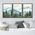 thumbnail image 3 of IDEA4WALL Framed Canvas Print Wall Art Set of 3 Watercolor Pastel Mountain Range Pine Tree Forest Nature Wilderness Geometric Modern Art Floral Calm/Relax/Cozy for Rooms - Black 24"x36"x3, 3 of 5