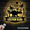thumbnail image 3 of Craftnamesign Custom Triceratops Dinosaur Metal Wall Art LED Light, Custom Jurassic Dino Name Sign, 3 of 5
