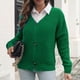 thumbnail image 5 of Suéter cárdigan de manga larga con botones de color sólido informal para mujer, suéter con cuello en V Pompotops  hdfakjf11409, 5 of 6