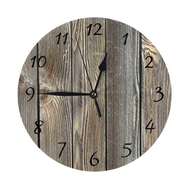 Hermoso reloj de pared de madera de aspecto auténtico, reloj de pared silencioso de 10 pulgadas que no hace tictac, estilo rústico retro campestre, decorativo para sala de estar, cocina, hogar, baño